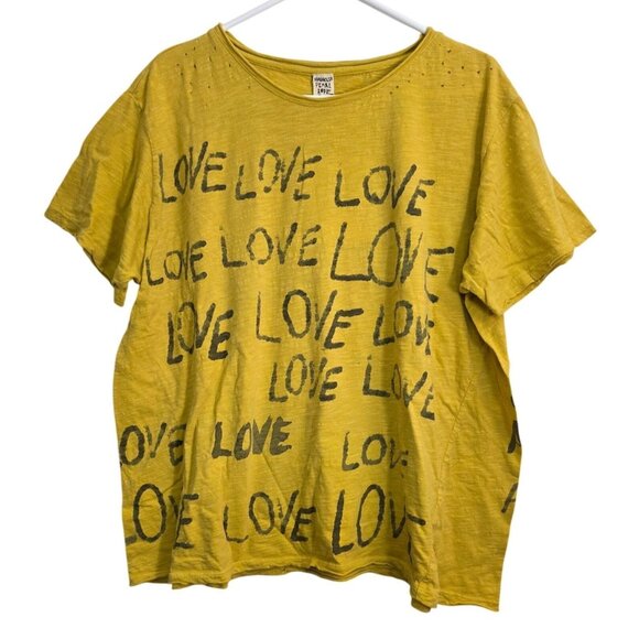 Magnolia Pearl NWT Love Amor Shirt Yellow Gold Shortsleeve Top OS - Picture 1 of 7